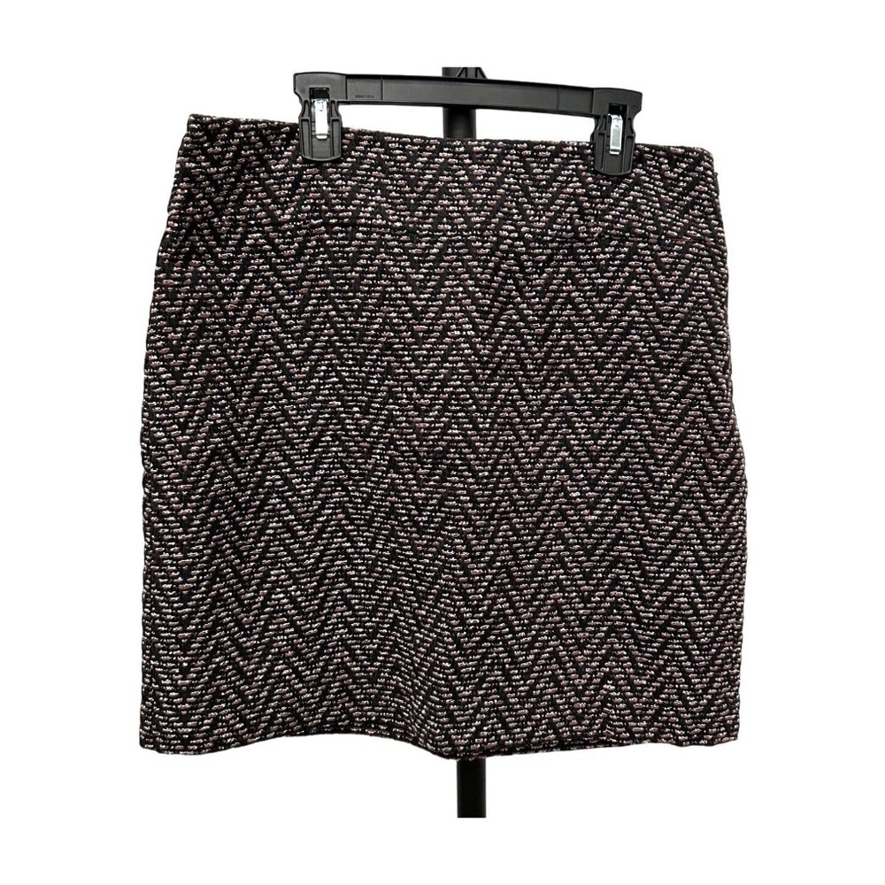 Ann Taylor Loft Womens Chevron Tweed Skirt Size 6 Black & White
